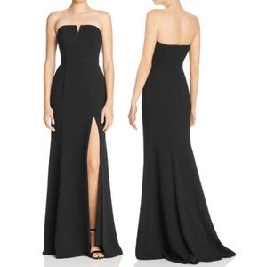 Aqua Black Strapless Textured Evening Gown 8